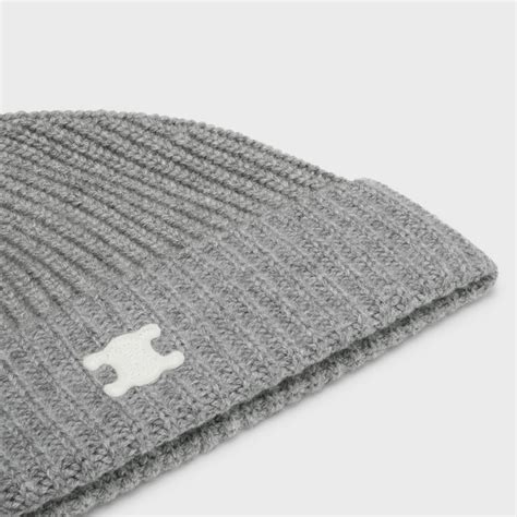 celine beanie in heritage cashmere medium grey|Celine.